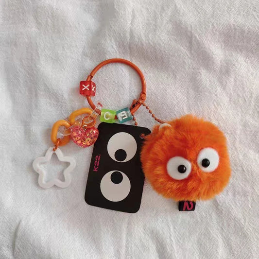 🌈✨ Fluffy Pompom Monster Keychains 👀⭐