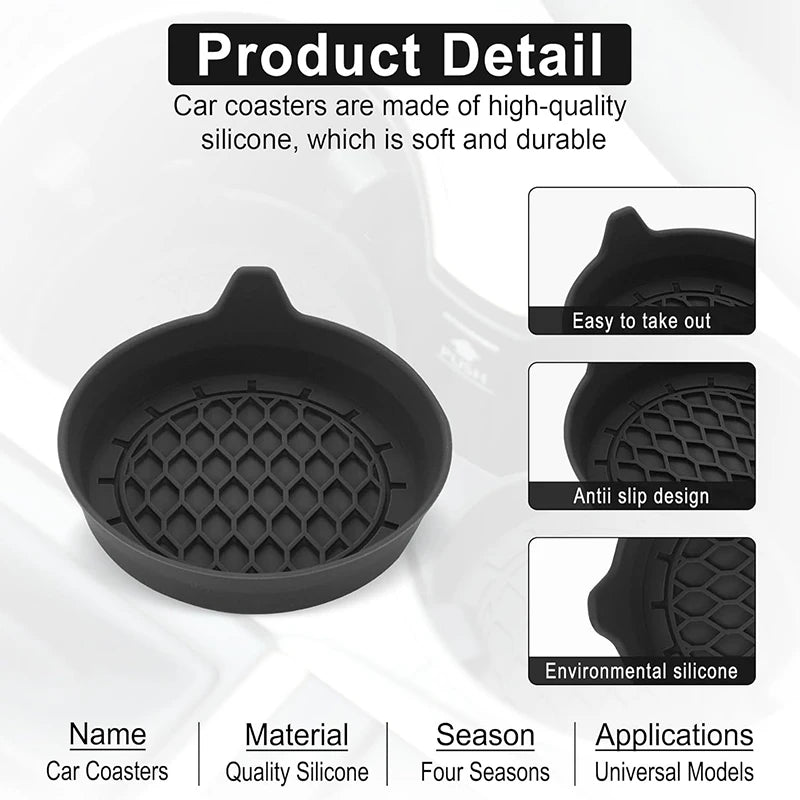 🛻 Car Cup Holder Coasters – Anti-Slip Silicone Mats (Set of 4) 🧼🖤