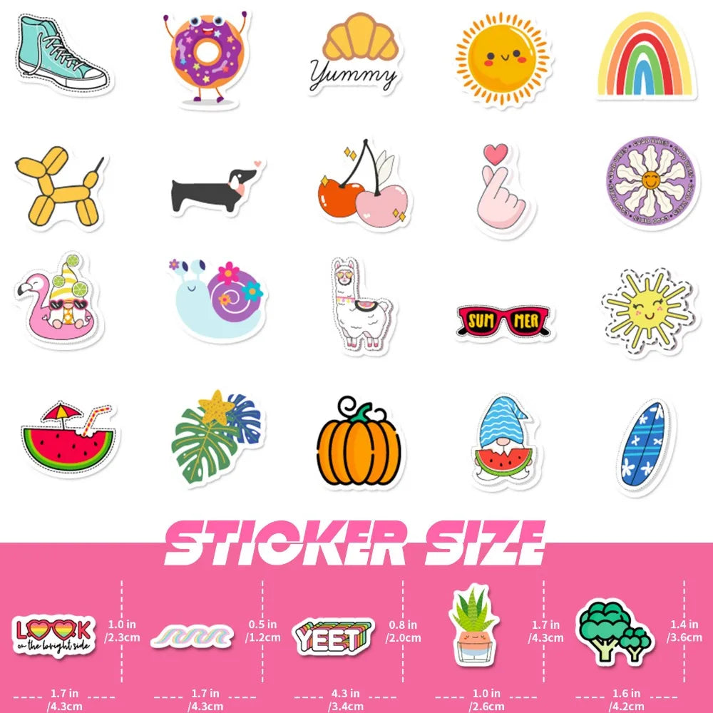 🌈✨ Whimsical Kawaii Sticker Pack/100pcs ✨🌈